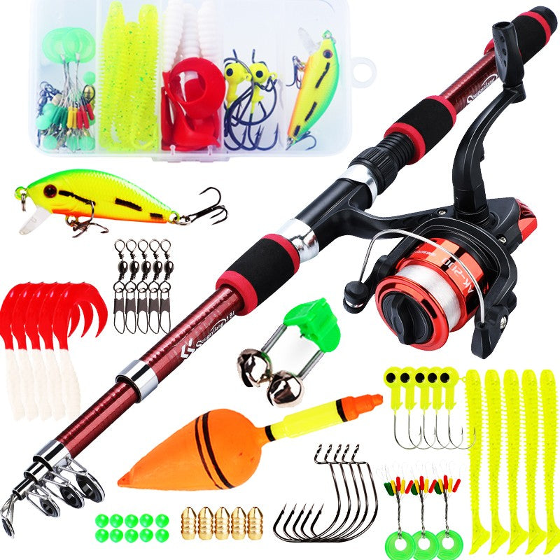 Sougayilang caña de pescar giratoria y carrete Combo1.8M caña telescópica con 5,2: 1 3BB carrete de pesca arrastre máximo 5kg Kit de pesca completo