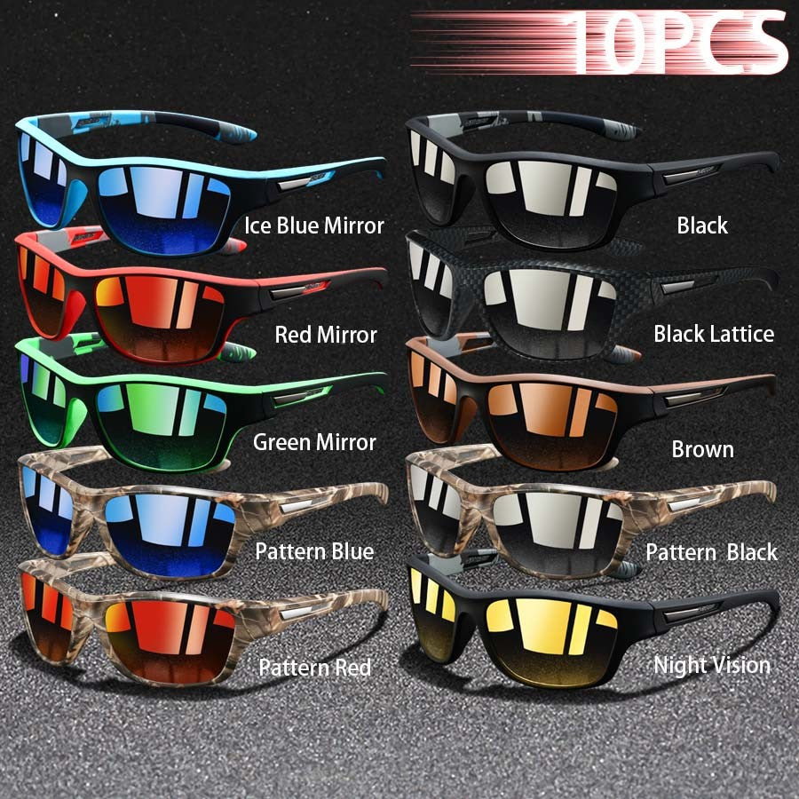 10 Uds. Gafas de sol deportivas Vintage para pesca y ciclismo para hombre y mujer, gafas de sol deportivas para correr y montañismo, gafas UV400