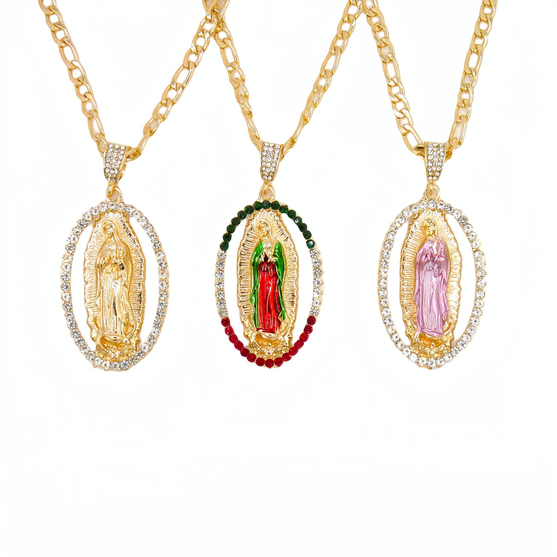 Pintura chapada en oro Virgen María  colgante joyería religiosa- Virgen