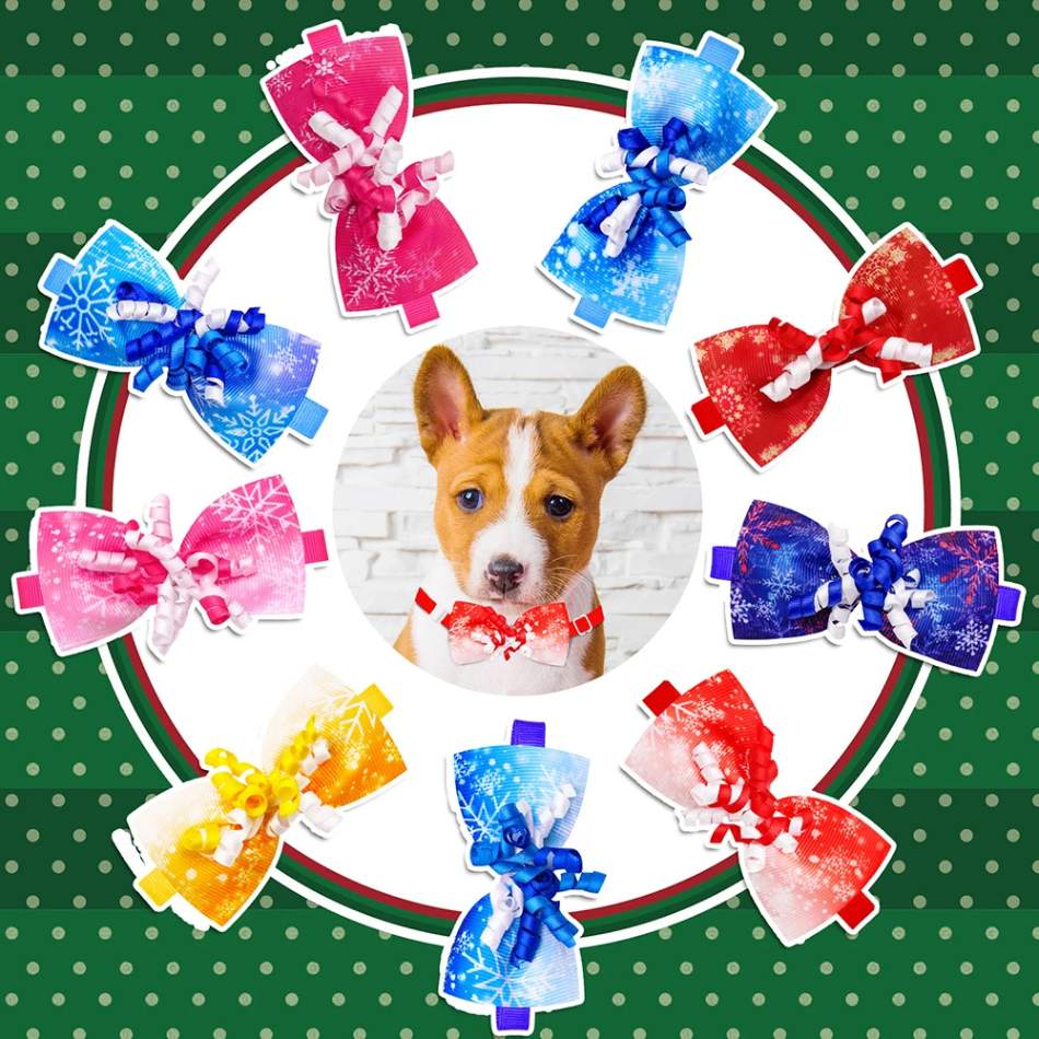 50 Pieces Wholesale Dog Bows with Ribbon for Dog Grooming