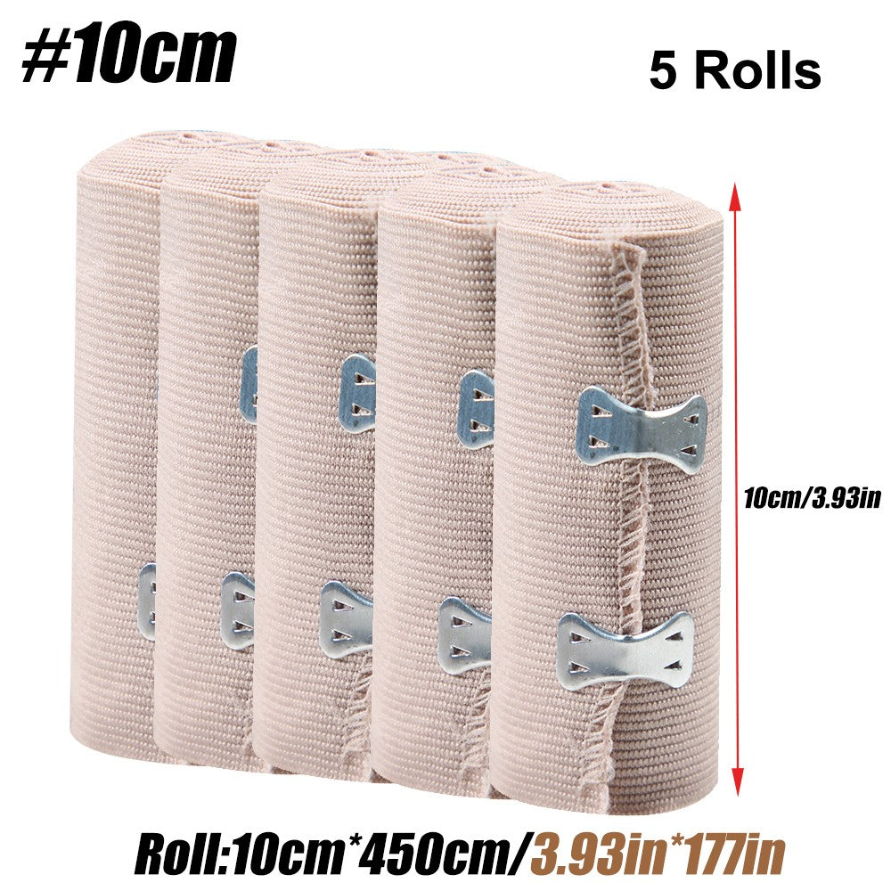 Vendaje de compresión elástico de 5 rollos con ganchos, cinta de soporte deportivo atlético para tobillo, muñeca, brazo, esguinces de piernas, medida de primeros auxilios