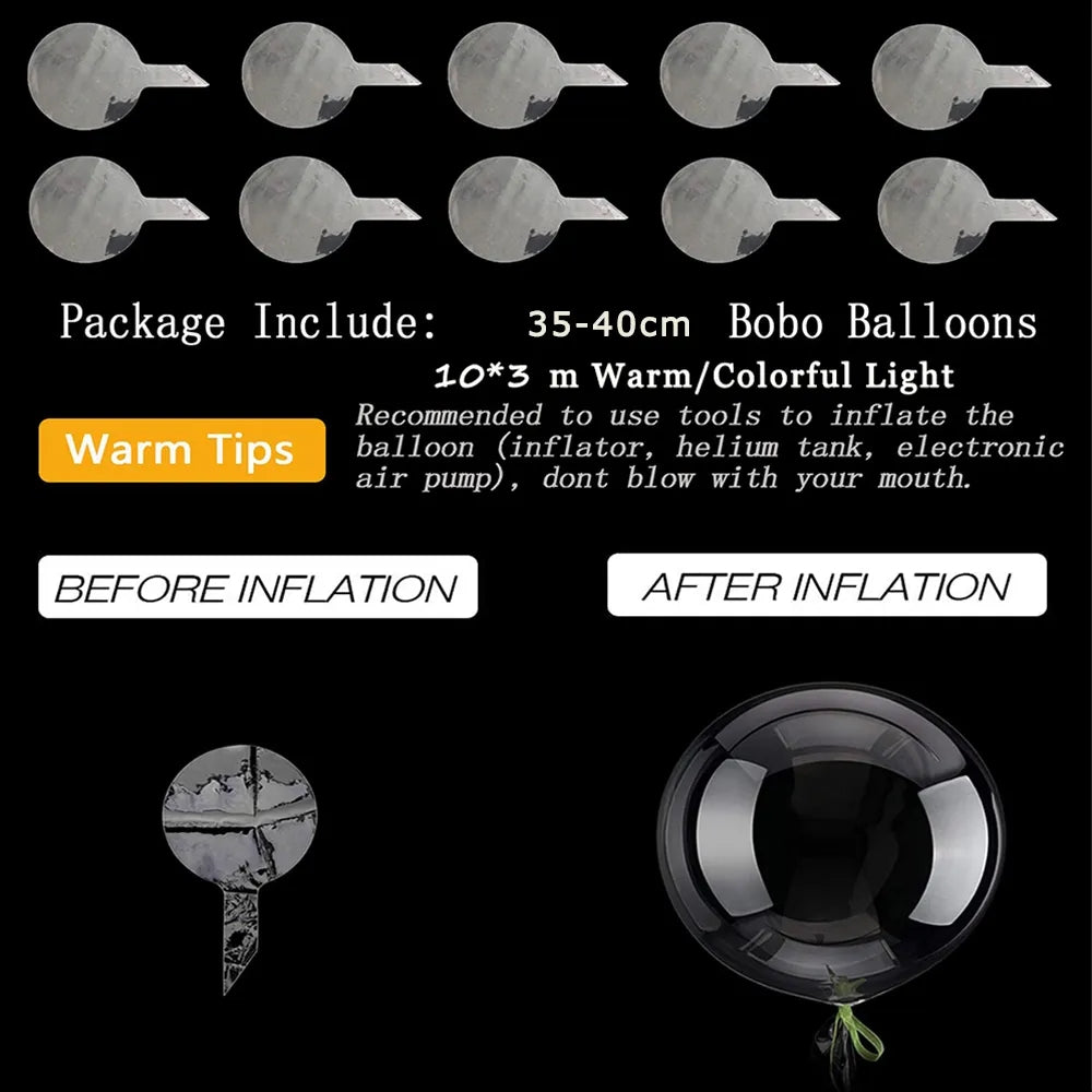 Globos transparentes con tira de luces LED, globo de burbujas de 3M, decoración