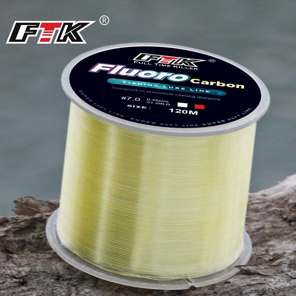 FTK-sedal de pesca con revestimiento de fluorocarbono, 120M, línea líder de fibra de carbono, 7,15LB-45LB, alambre de señuelo de pesca, línea de hundimiento, Japón