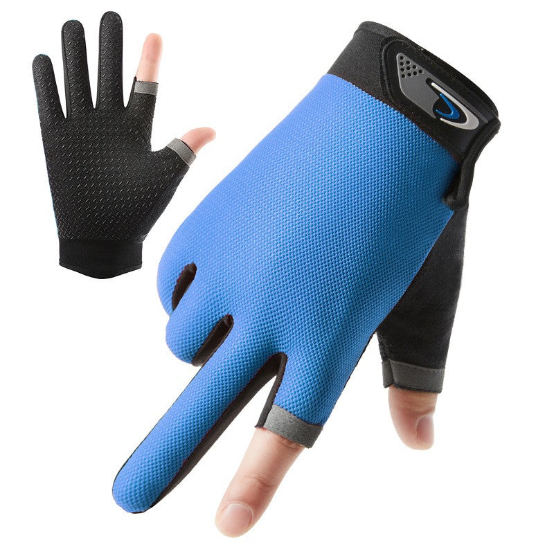 Guantes de pesca de verano para hombre y mujer, guantes de pesca transpirables con corte de dos dedos para pantalla táctil, antideslizantes, a prueba de sol, para ciclismo y Fitness