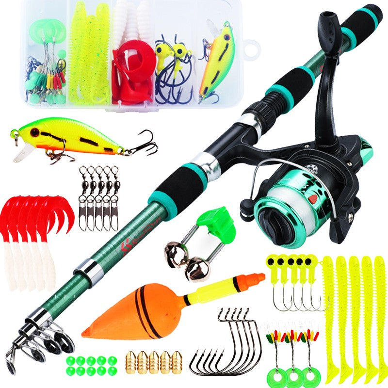 Sougayilang caña de pescar giratoria y carrete Combo1.8M caña telescópica con 5,2: 1 3BB carrete de pesca arrastre máximo 5kg Kit de pesca completo
