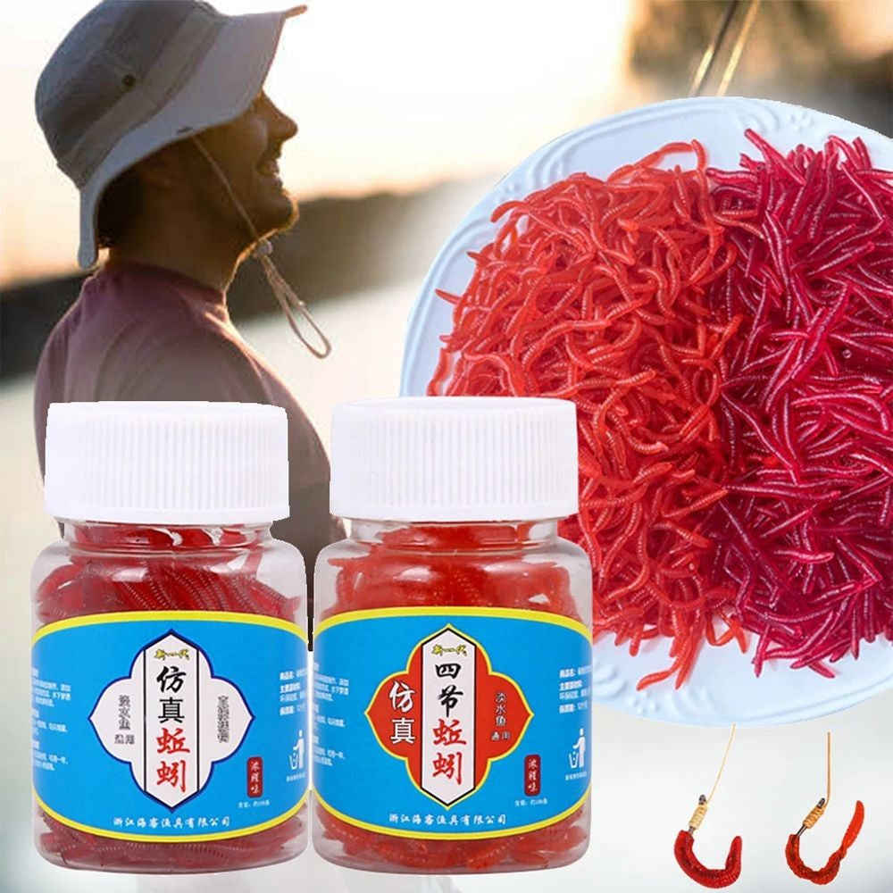 100 uds/botella aparejos realistas señuelo suave lubina dorada gusano de sangre