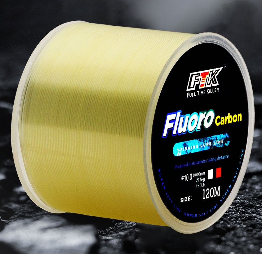 FTK-sedal de pesca con revestimiento de fluorocarbono, 120M, línea líder de fibra de carbono, 7,15LB-45LB, alambre de señuelo de pesca, línea de hundimiento, Japón