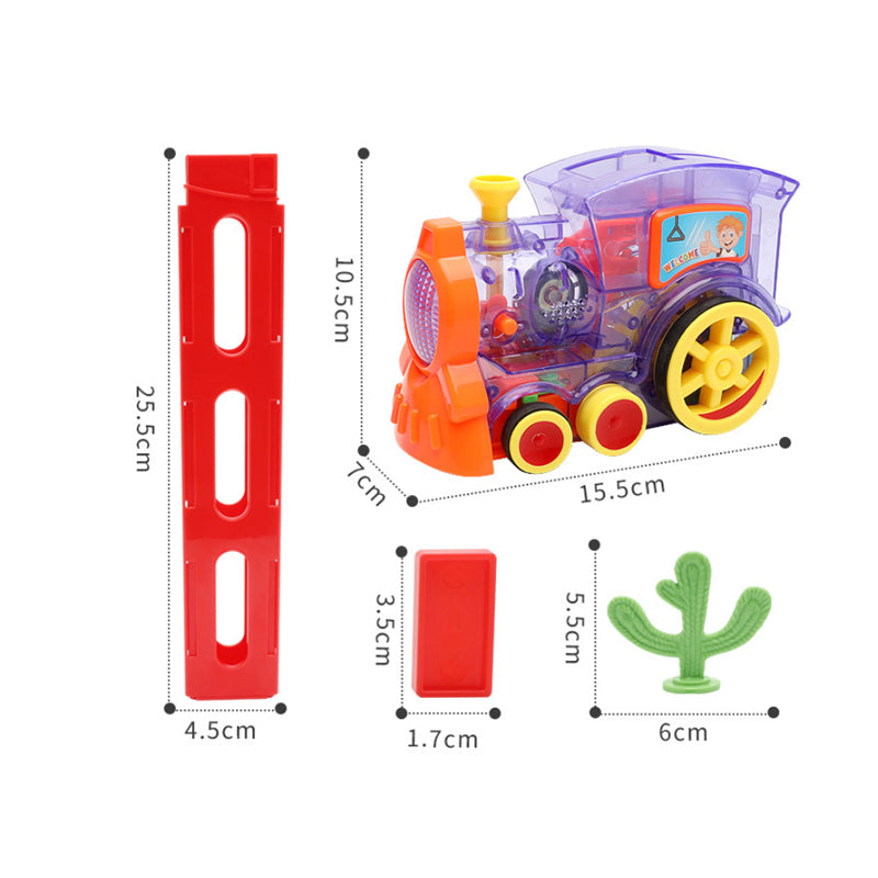 Tren de dominó, juguetes para niños, rompecabezas de autos, bloques de construcción eléctricos con licencia de liberación automática, tren de juguete