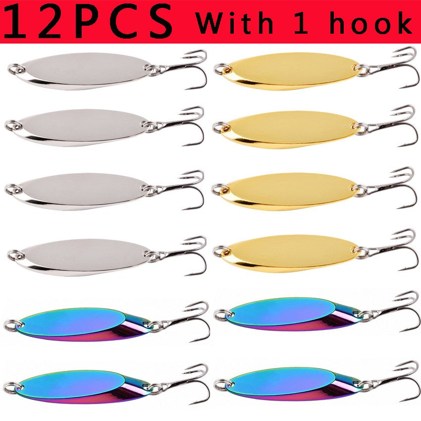Señuelos de pesca hundidos de Metal, 12 Uds., 1,5g-60g, cuchara, señuelo de Jigging, cebo duro Artificial, trucha, lubina, señuelo de mar, aparejos de pesca de agua salada