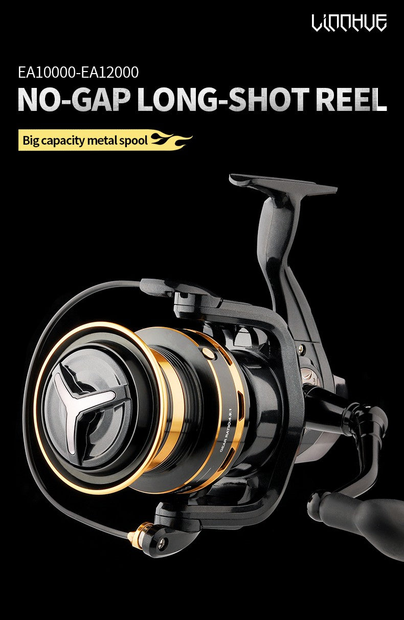 Carrete de Pesca LINNHUE grande 8000 9000 10000 12000 14000 carrete giratorio arrastre 20KG carrete potente agua salada Pesca de agua dulce Pesca