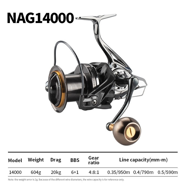 Carrete de Pesca LINNHUE grande 8000 9000 10000 12000 14000 carrete giratorio arrastre 20KG carrete potente agua salada Pesca de agua dulce Pesca