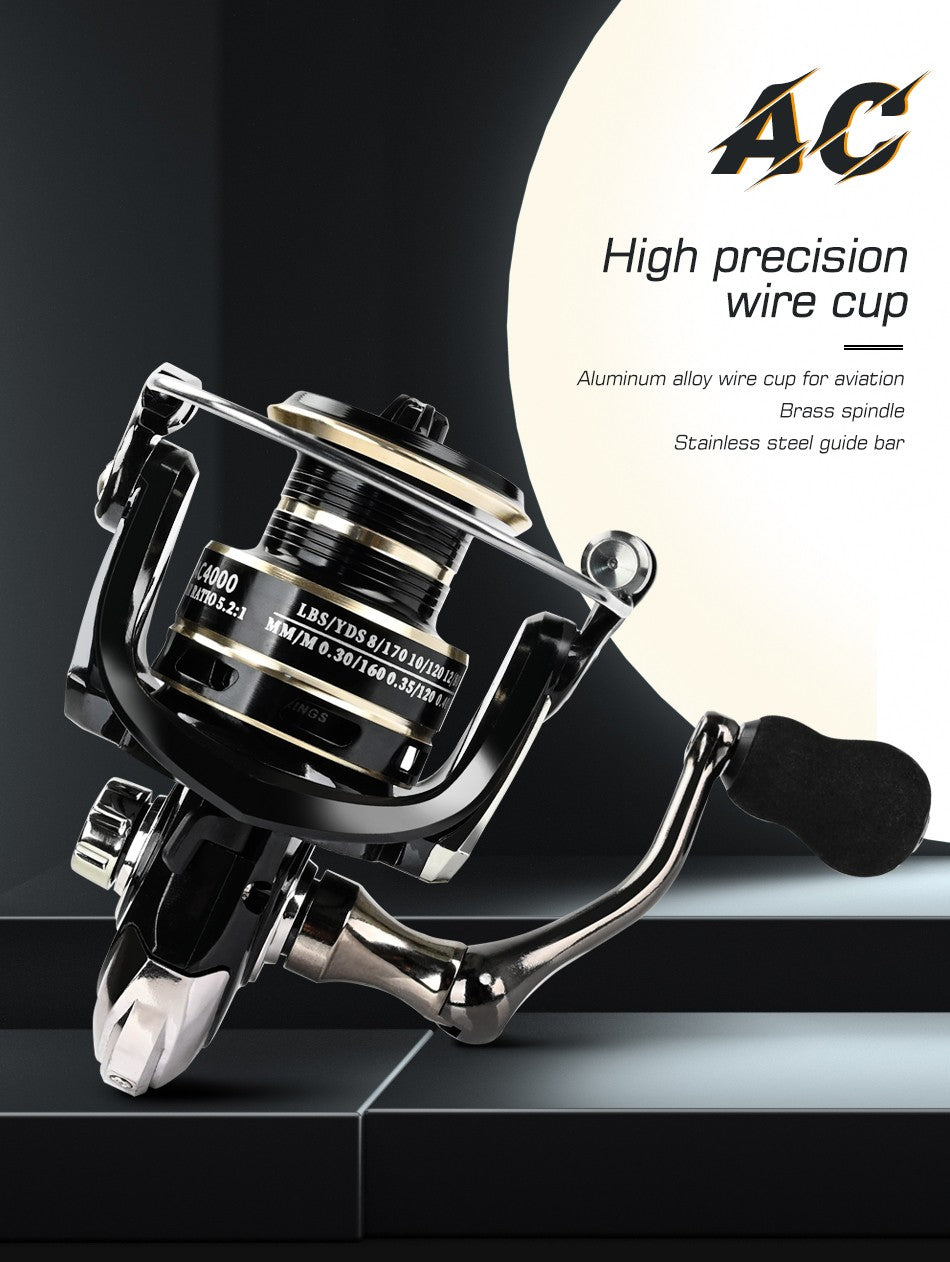Carrete giratorio de arrastre máximo de 8KG para pesca AC3000 4000 5000, carrete de Metal con mango, plantilla de mar, carrete de carpa, rueda de bobina de pesca