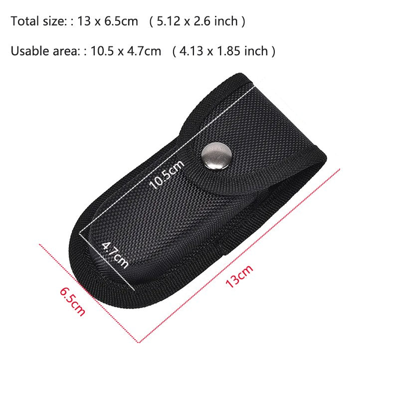 Funda negra plegable para guardar cuchillos, bolsa con alicates, cinturón de nailon, bolsillo de transporte, soporte para linterna, paquete de cintura