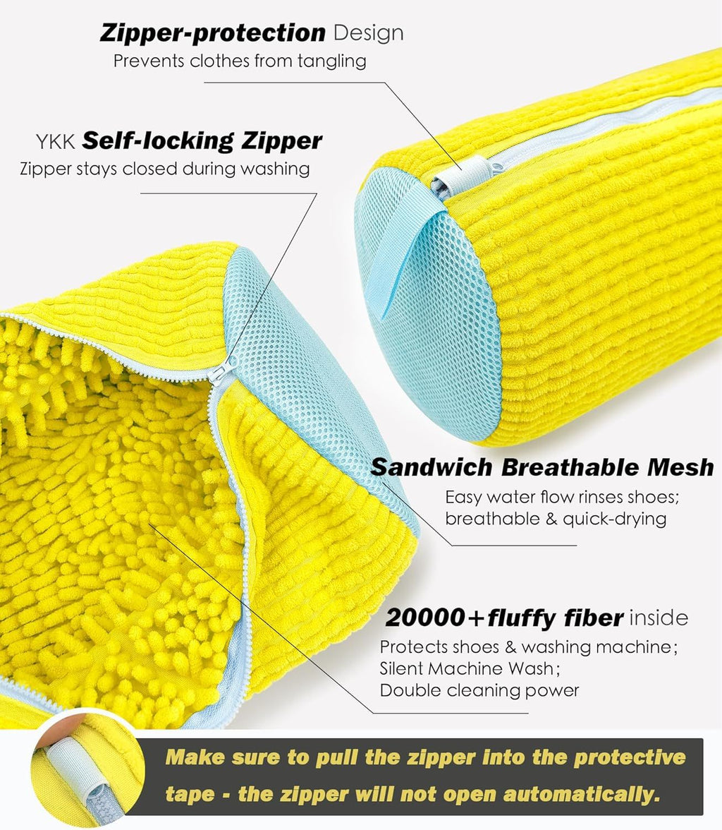 Bolsa de lavado de tenis, bolsa de lavandería, Protector de zapatos acolchado, bolsa de lavado de poliéster de fibra esponjosa, organizador de secado lavable a máquina