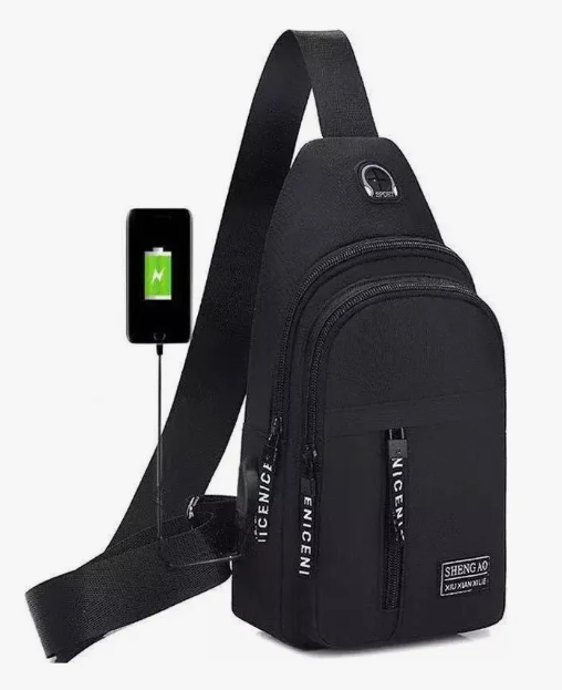 Bolso Bandolera Pequeño, Bandolera, Resistente Al Agua, Con Una Correa, Para Hombres, Mujeres Y Niños, Con Orificio Para Auriculares