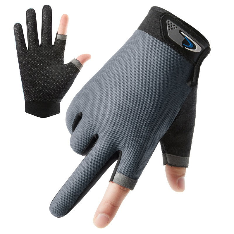 Guantes de pesca de verano para hombre y mujer, guantes de pesca transpirables con corte de dos dedos para pantalla táctil, antideslizantes, a prueba de sol, para ciclismo y Fitness