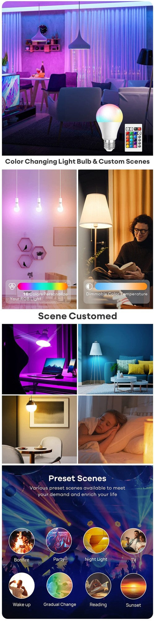 Foco LED RGB de 16 colores
