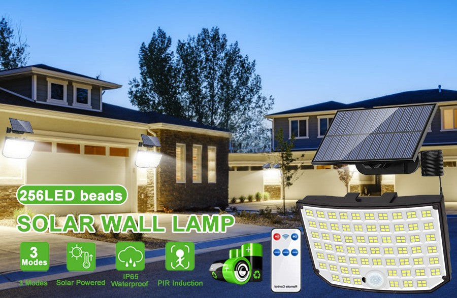 Luz Solar para Pared con Sensor de Movimiento - 300+ LEDs, Impermeable IP65 y 3 Modos de Iluminación