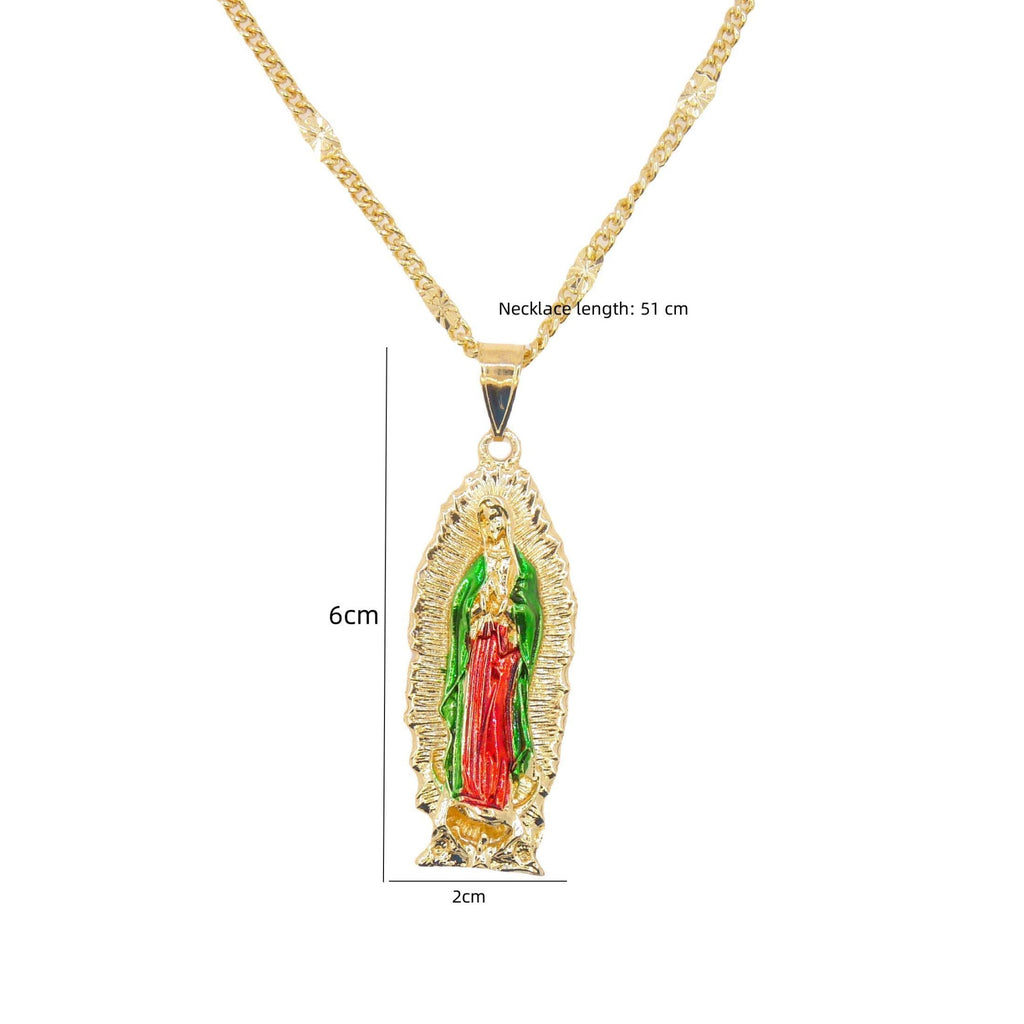 Pintura chapada en oro Virgen María  colgante joyería religiosa- Virgen