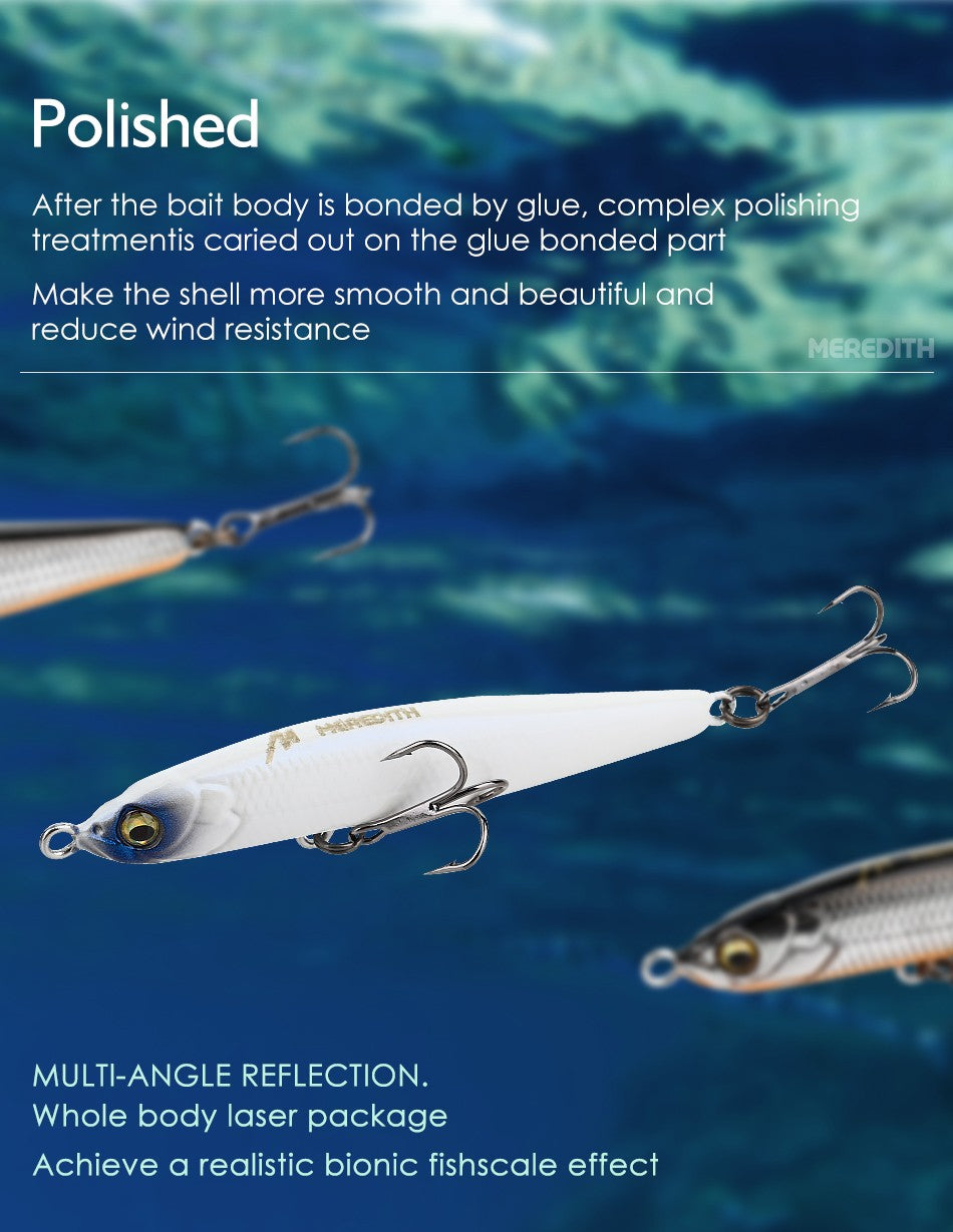 MEREDITH Jerk lápiz que se hunde señuelo de pesca Wobbler lubina aparejos de pesca señuelos accesorios de pesca señuelos de agua salada cebo de peces curricán