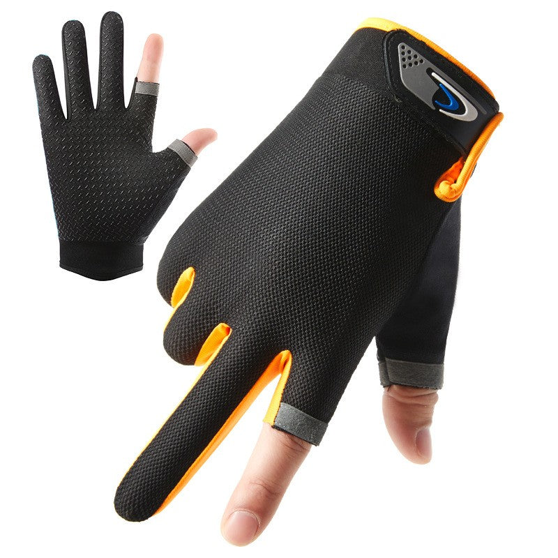 Guantes de pesca de verano para hombre y mujer, guantes de pesca transpirables con corte de dos dedos para pantalla táctil, antideslizantes, a prueba de sol, para ciclismo y Fitness