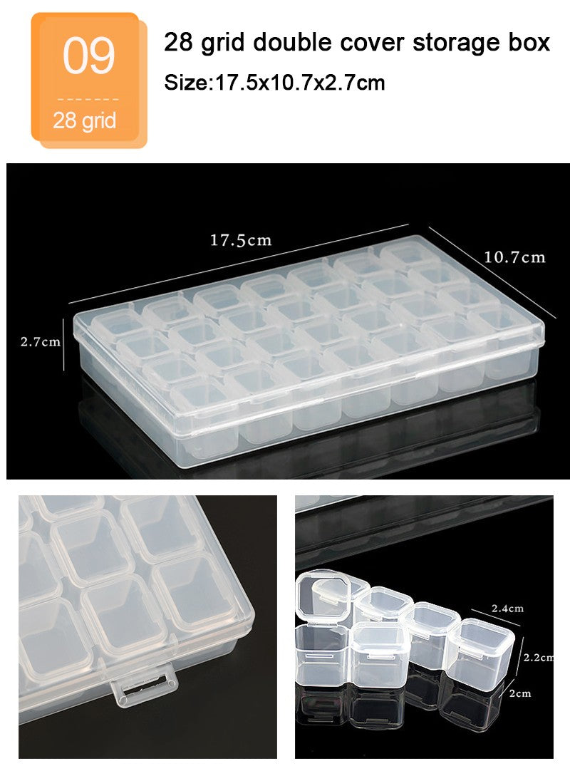 Caja de joyería de plástico, organizador con ranura de 10/15/24 compartimentos, contenedor de cuentas de almacenamiento, caja de almacenamiento de joyería ajustable, caja rectangular