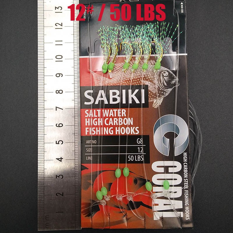 Lunker Sabiki-señuelo intermitente, anzuelo de aparejo, cebo suave, lombriz luminosa, caballa oscura, pesca, pargo, muleta de cabeza plana, tiburón