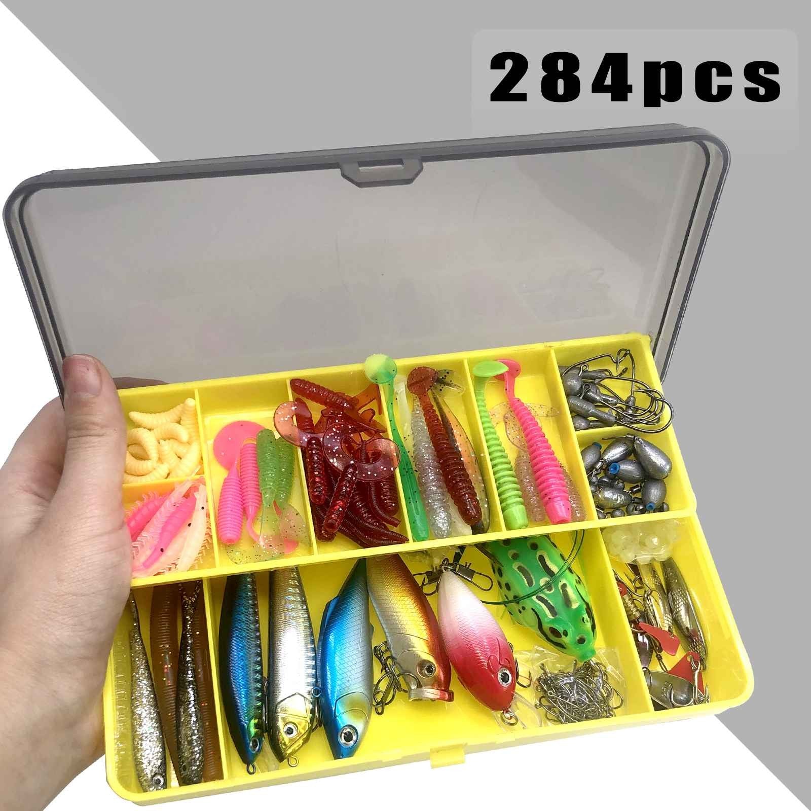 78/122/284 Uds Kit de Señuelos de Pesca para aparejos de cebo Topwater Kit de aparejos para lubina trucha salmón accesorios de pesca