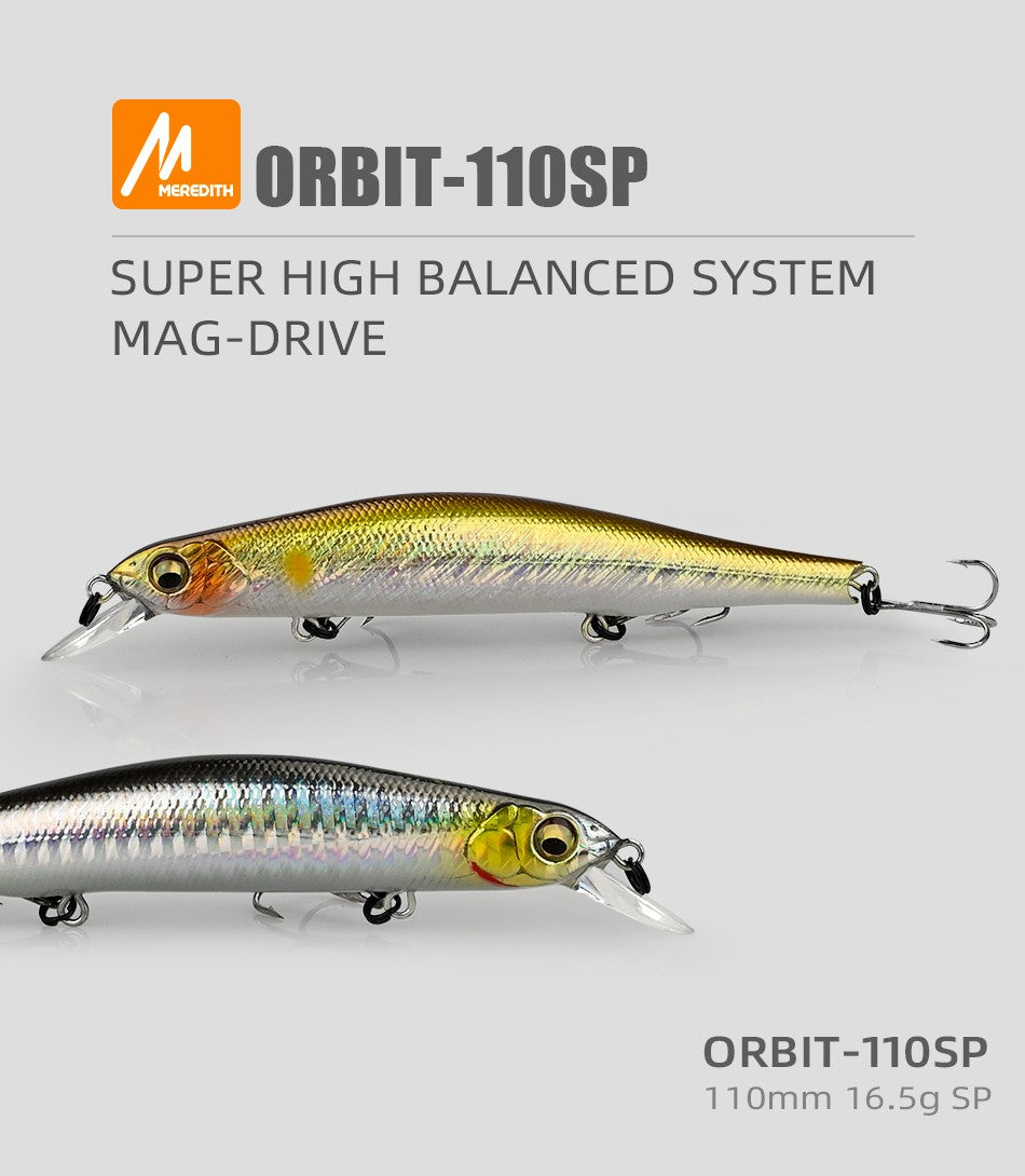 MEREDITH ORBIT-110SP sistema magnético Orbital Señuelos de Pesca superiores Minnow Wobbler calidad aparejos de pesca anzuelos para pesca