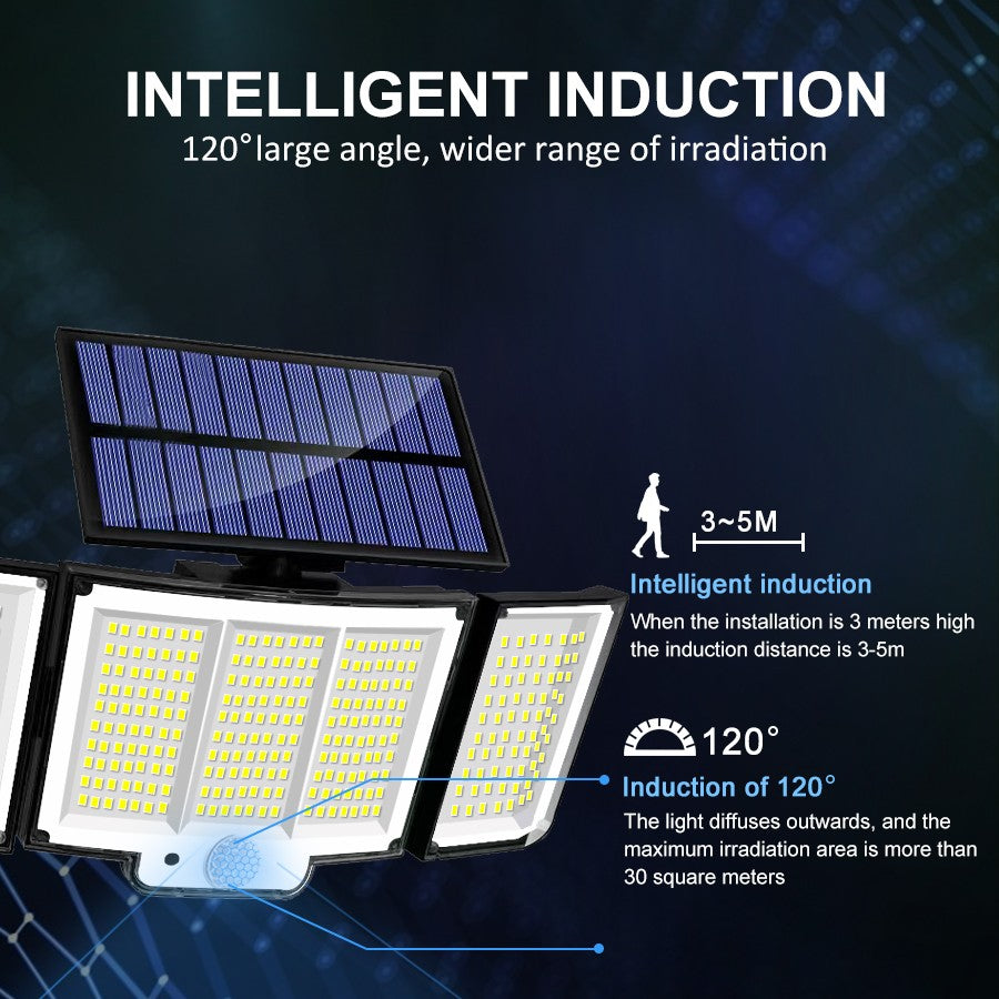 Luz Solar para exteriores, 328/348 LED, Sensor de movimiento superbrillante integrado, gran potencia, IP65, resistente al agua, 3 modos de trabajo, pared de jardín
