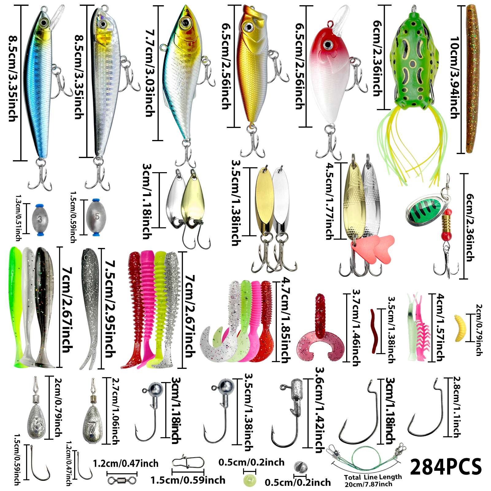 78/122/284 Uds Kit de Señuelos de Pesca para aparejos de cebo Topwater Kit de aparejos para lubina trucha salmón accesorios de pesca
