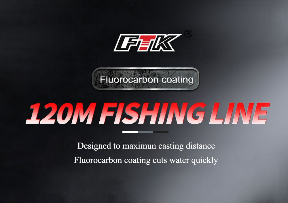 FTK-sedal de pesca con revestimiento de fluorocarbono, 120M, línea líder de fibra de carbono, 7,15LB-45LB, alambre de señuelo de pesca, línea de hundimiento, Japón