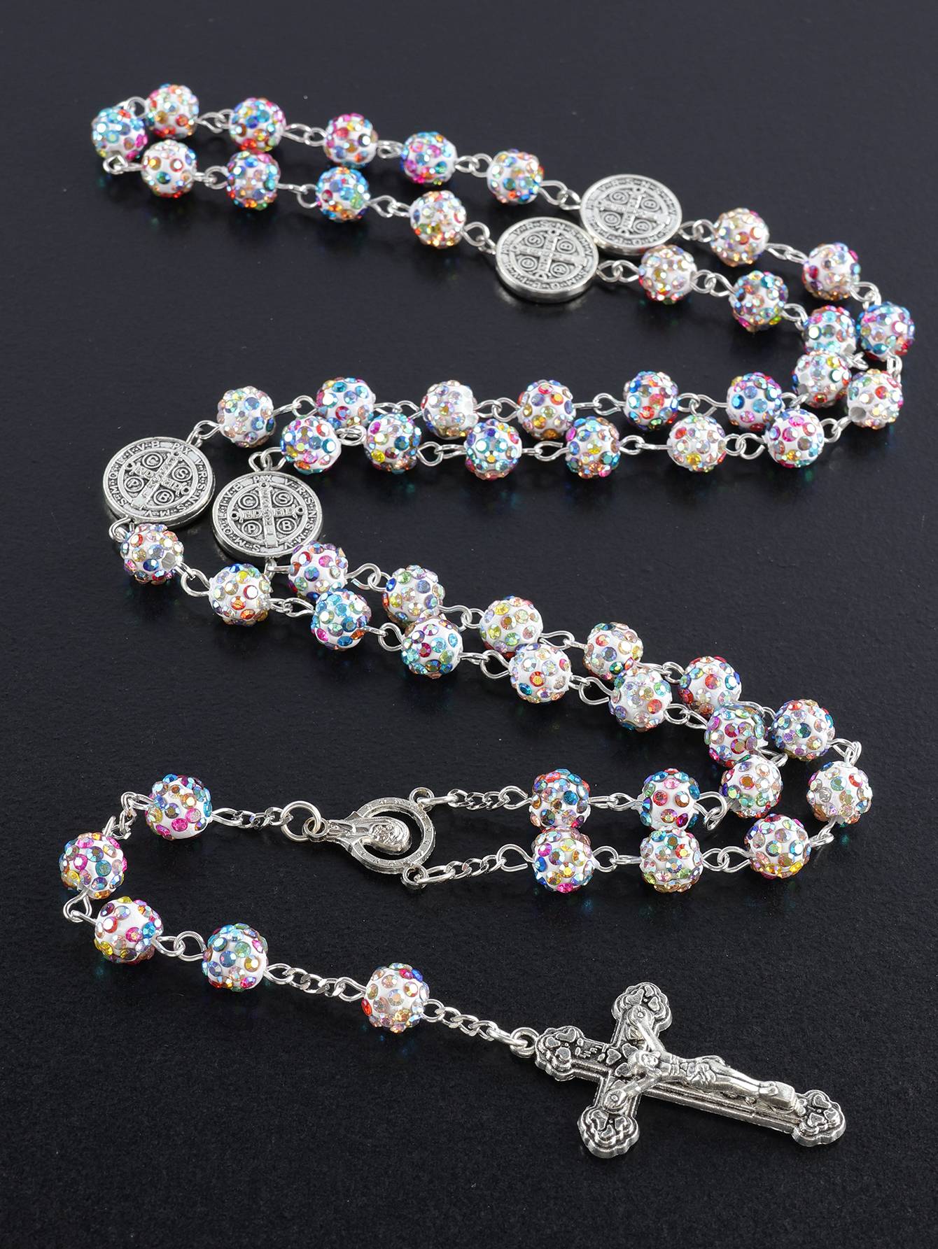 1 pieza retro clásico multicolor 8mm Rosario redondo hecho a mano