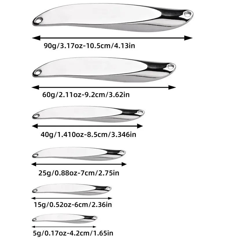 Cebo duro de 3 uds., cuchara plateada, señuelo de Jigging, anzuelo triple de Metal, hoja de fundición, Spinner, cucharas de curricán, cebo giratorio de hoja inoxidable