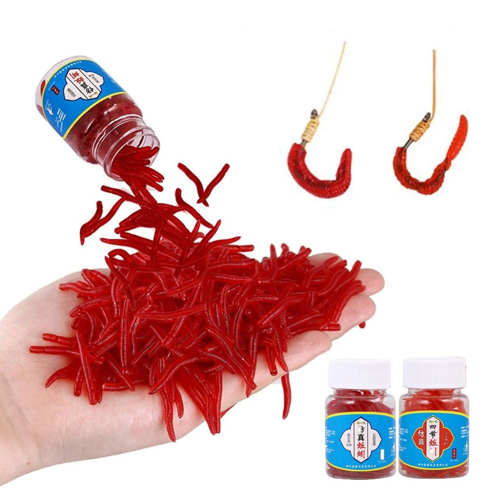 100 uds/botella aparejos realistas señuelo suave lubina dorada gusano de sangre