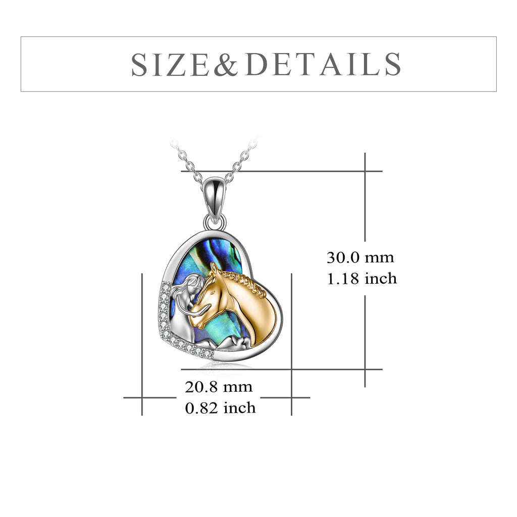 Collar con colgante de corazón de caballo de plata de ley para mujeres y niñas