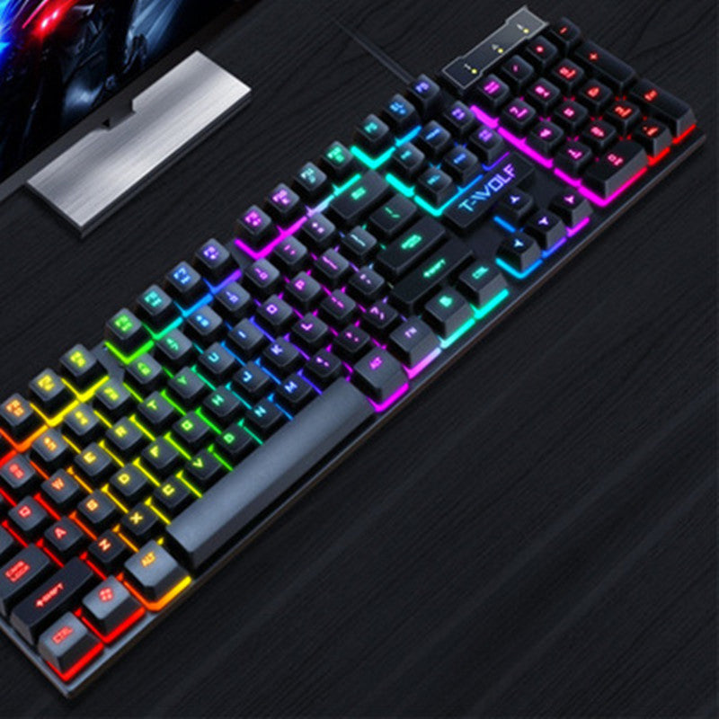 Manipulador flotante de teclado con cable luminoso USB para juegos