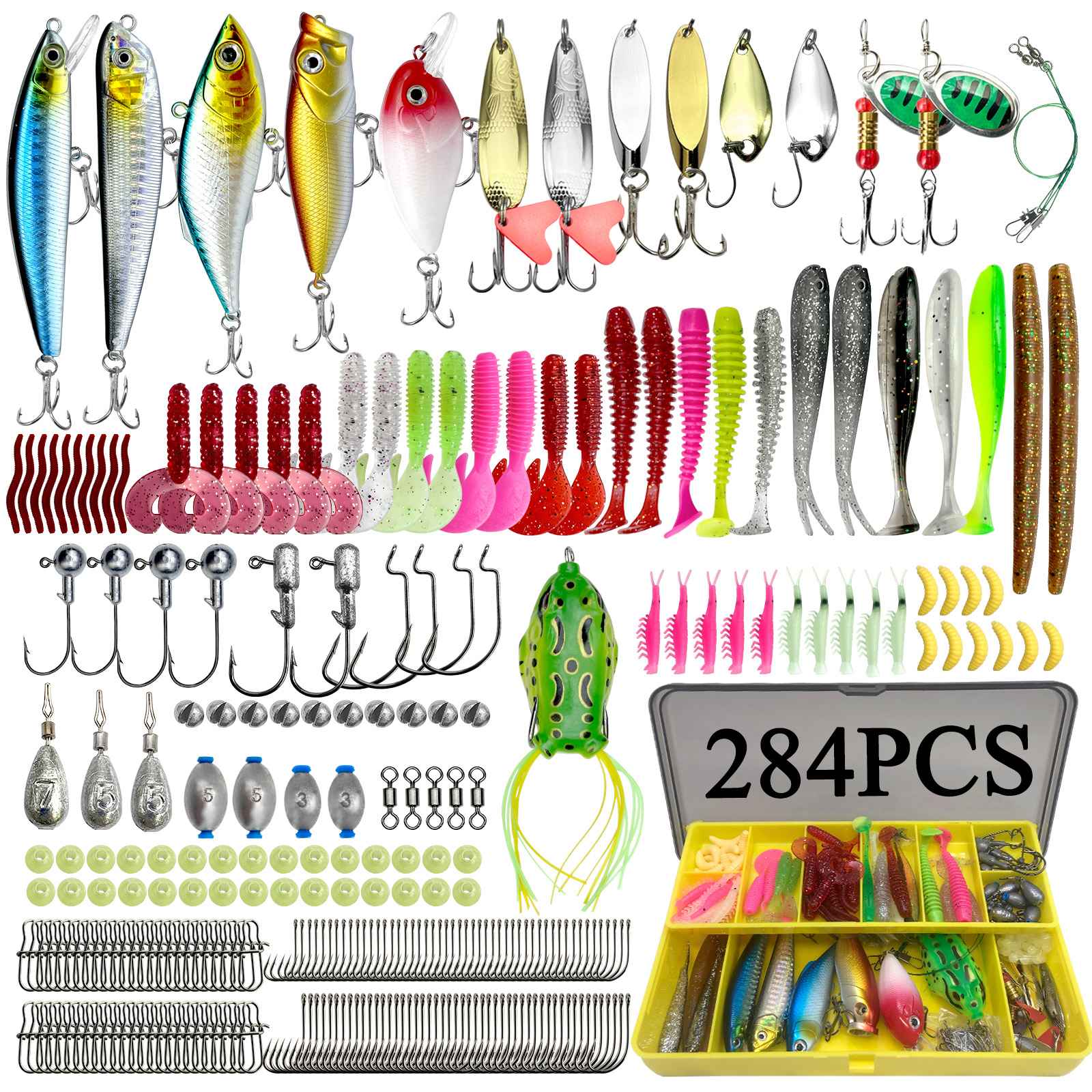 78/122/284 Uds Kit de Señuelos de Pesca para aparejos de cebo Topwater Kit de aparejos para lubina trucha salmón accesorios de pesca
