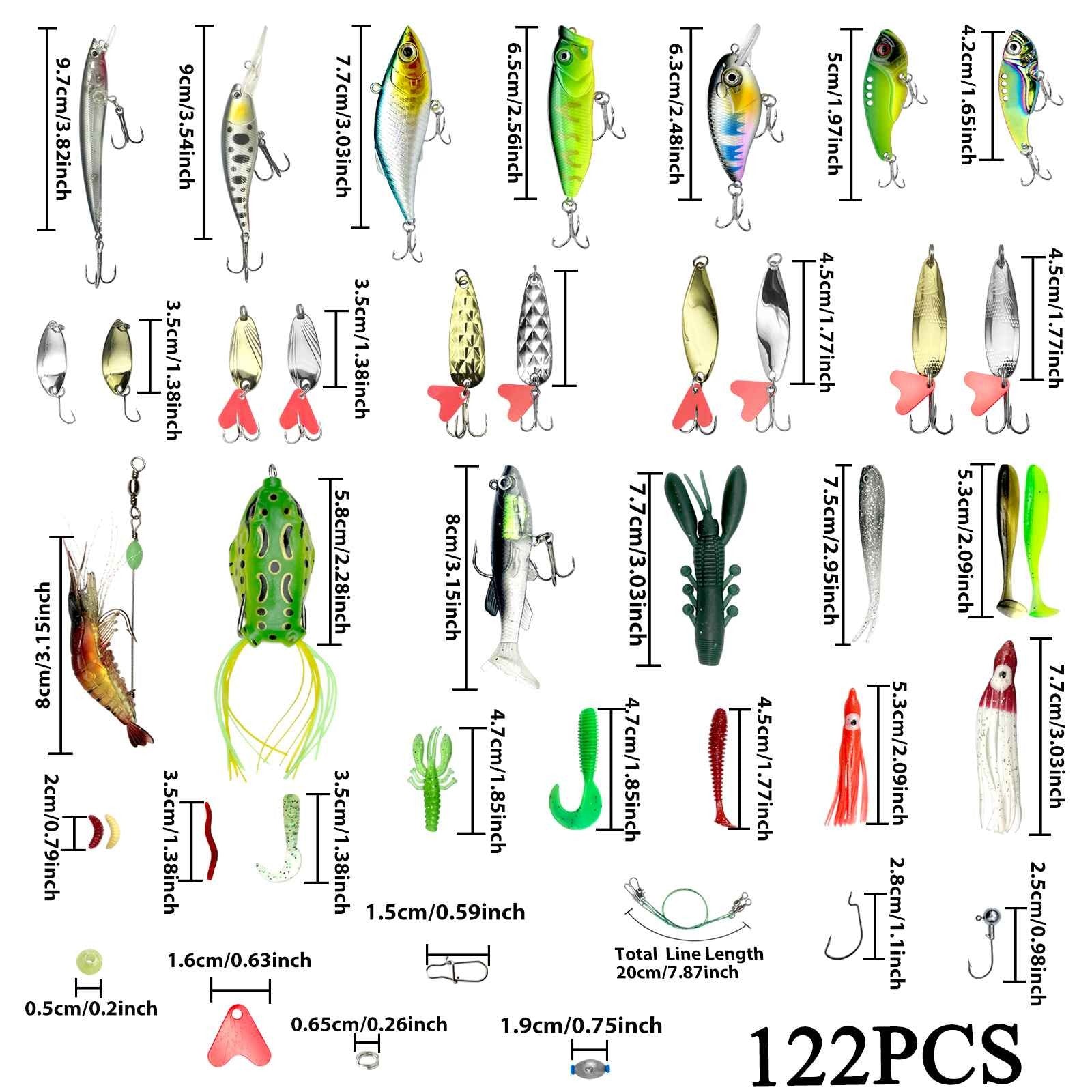 78/122/284 Uds Kit de Señuelos de Pesca para aparejos de cebo Topwater Kit de aparejos para lubina trucha salmón accesorios de pesca