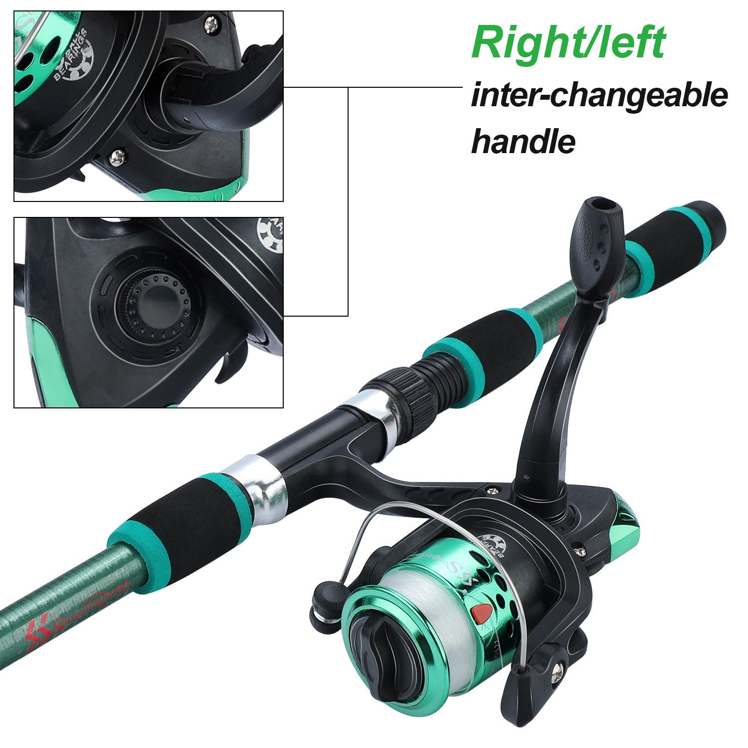 Sougayilang caña de pescar giratoria y carrete Combo1.8M caña telescópica con 5,2: 1 3BB carrete de pesca arrastre máximo 5kg Kit de pesca completo
