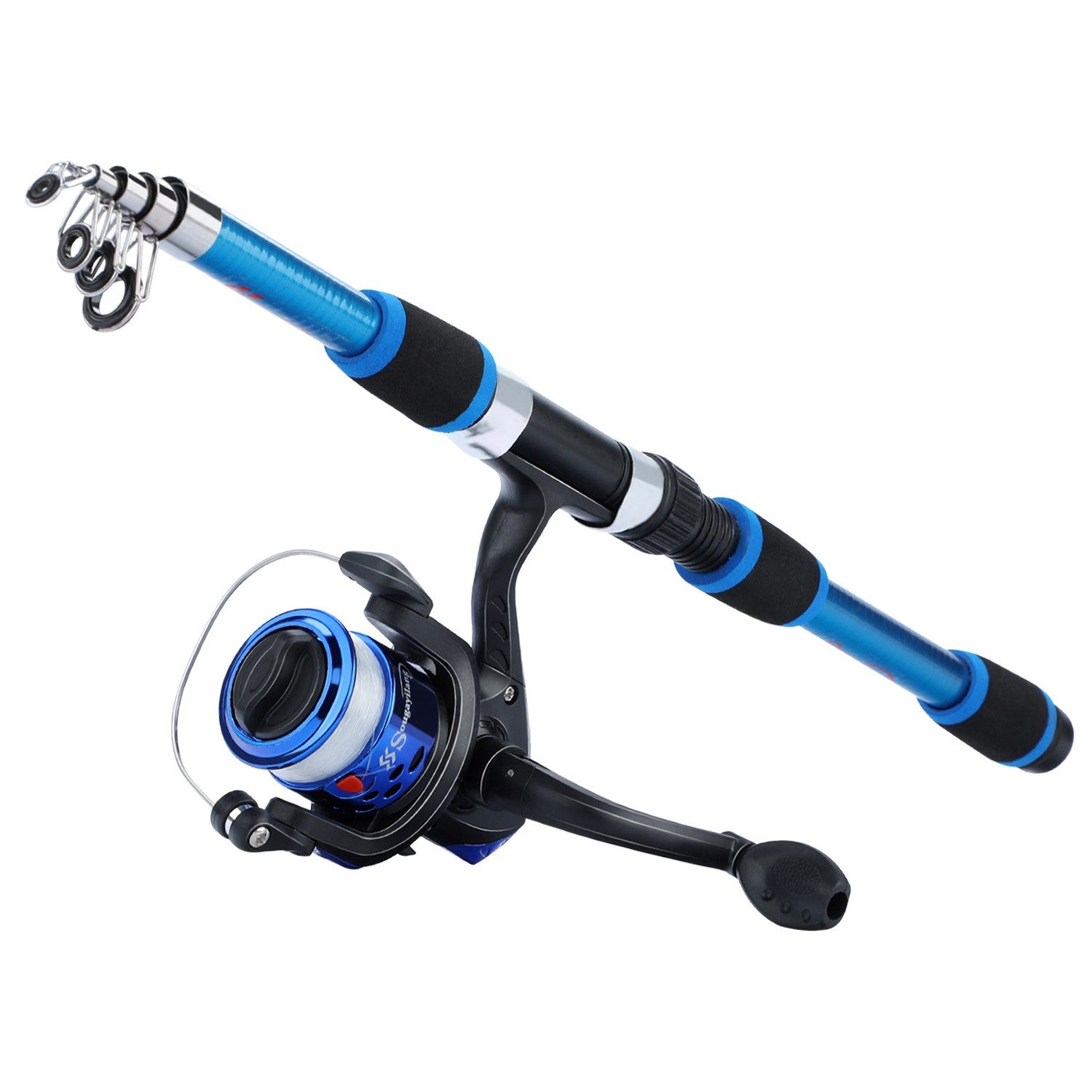 Sougayilang caña de pescar giratoria y carrete Combo1.8M caña telescópica con 5,2: 1 3BB carrete de pesca arrastre máximo 5kg Kit de pesca completo