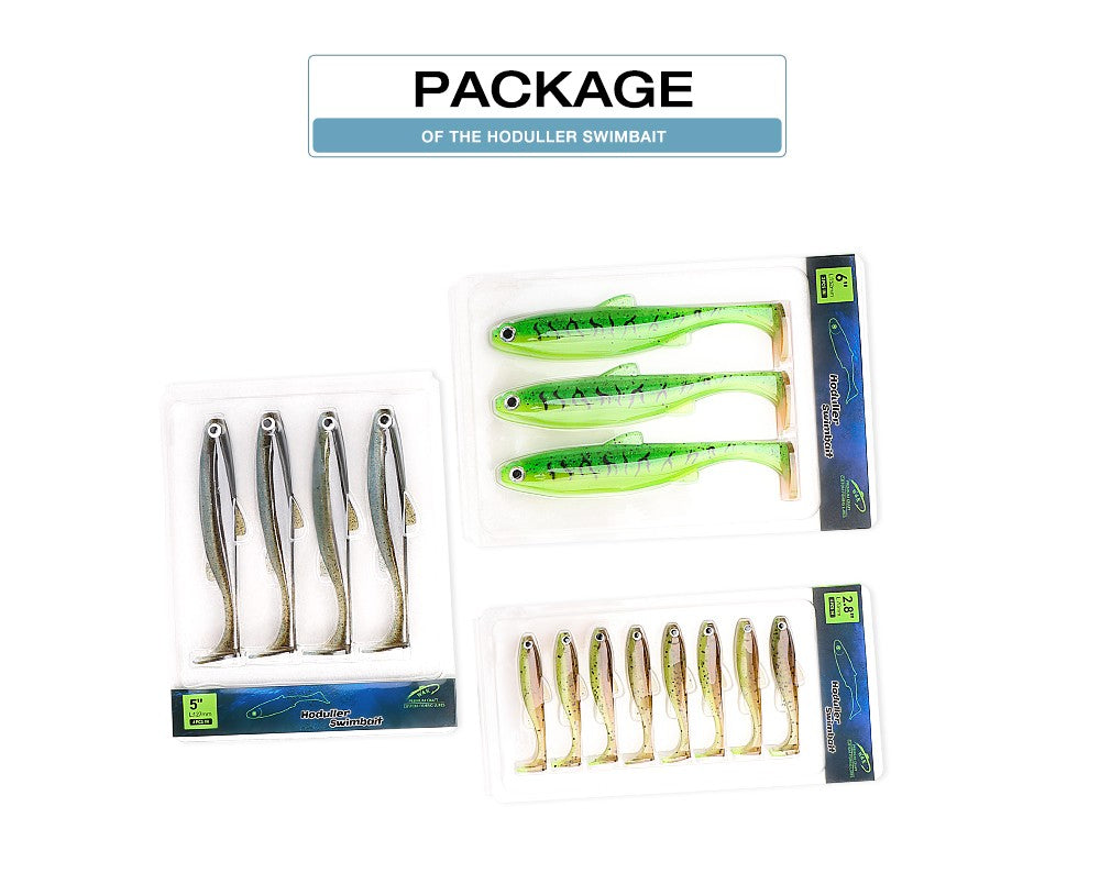 2024 nuevo cebo blando 5 tamaños Hoduller Swimbait para Lucio Zander Snook perca Señuelos de pesca con ojos 3D JIG Head Rig señuelo suave
