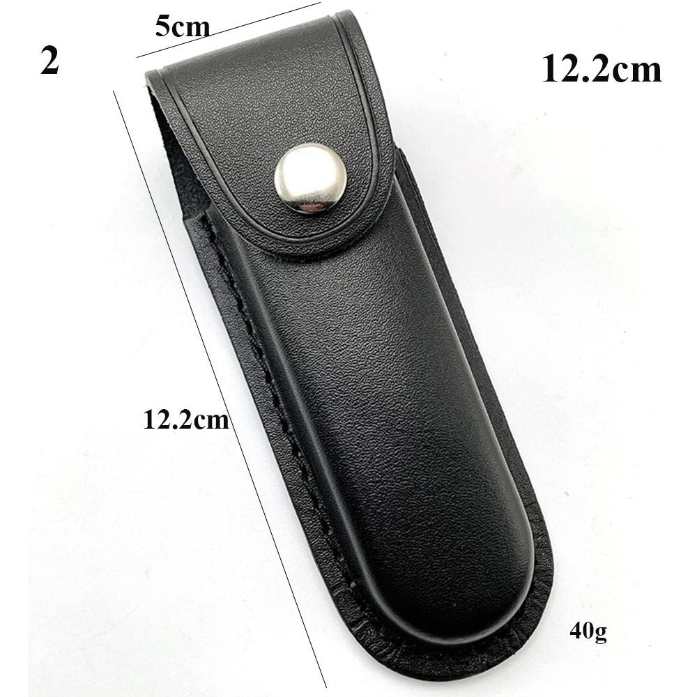 Funda para cuchillo plegable marrón, herramienta para linterna, cinturón, estuche protector, Funda de cuero, bolsillo, caza, campamento, equipo de transporte al aire libre