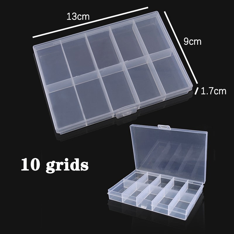 Caja de joyería de plástico, organizador con ranura de 10/15/24 compartimentos, contenedor de cuentas de almacenamiento, caja de almacenamiento de joyería ajustable, caja rectangular