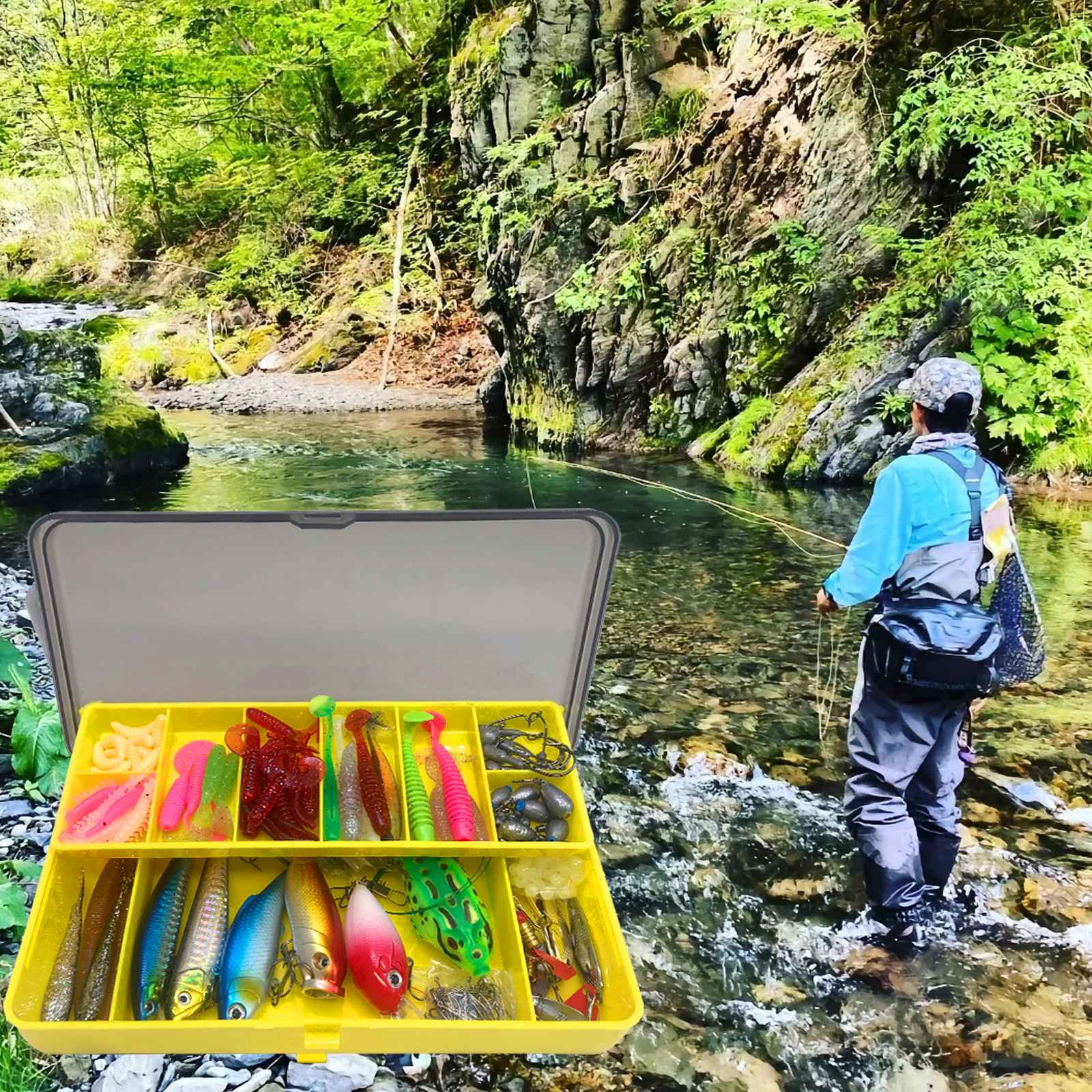 78/122/284 Uds Kit de Señuelos de Pesca para aparejos de cebo Topwater Kit de aparejos para lubina trucha salmón accesorios de pesca
