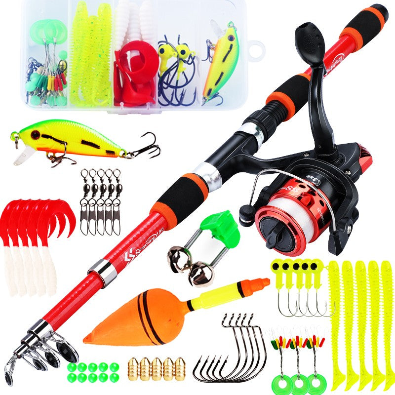 Sougayilang caña de pescar giratoria y carrete Combo1.8M caña telescópica con 5,2: 1 3BB carrete de pesca arrastre máximo 5kg Kit de pesca completo