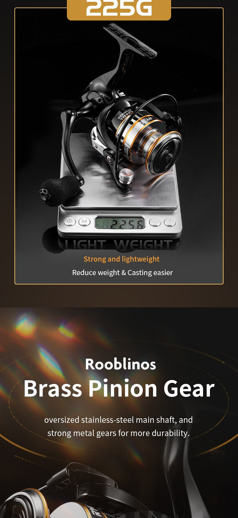 ROOBLINOS RY carretes giratorios para pesca en agua salada, carrete de pesca de agua dulce, marco de Metal ultraligero, carretes de pesca lisos y resistentes de alta velocidad