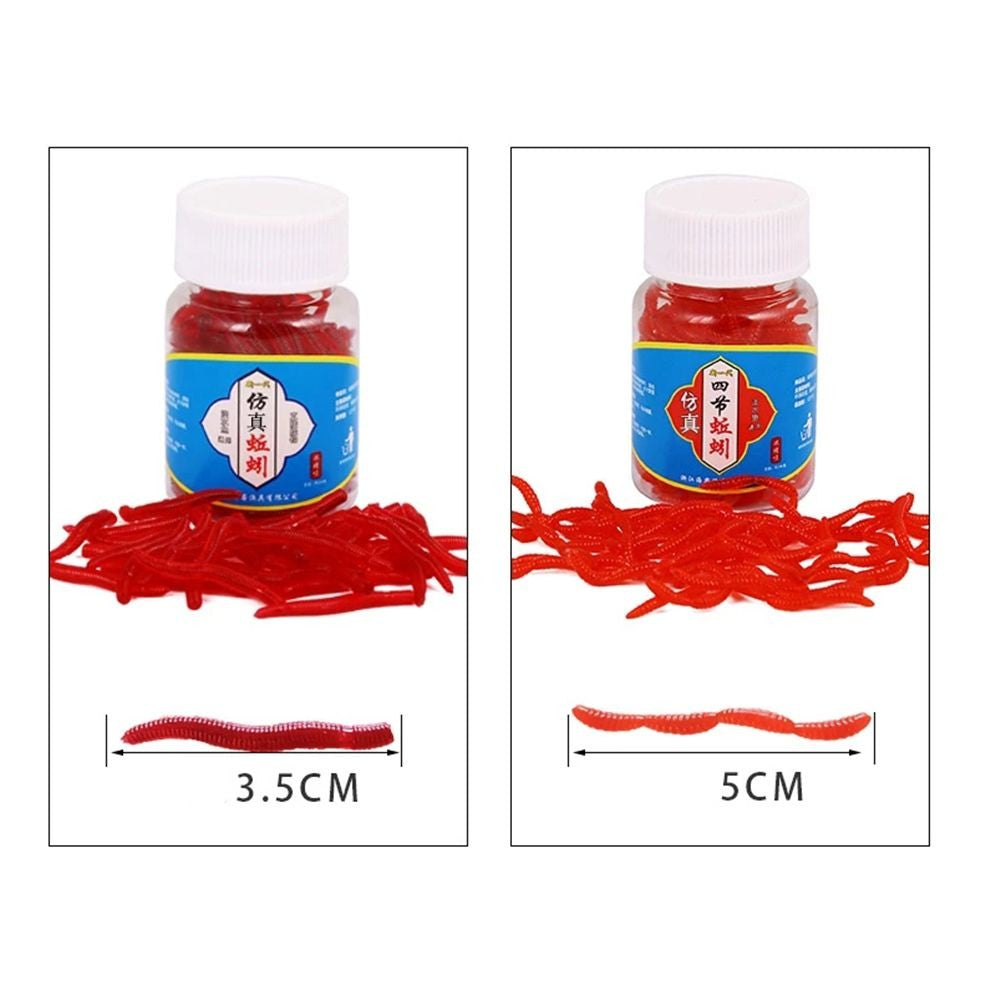 100 uds/botella aparejos realistas señuelo suave lubina dorada gusano de sangre