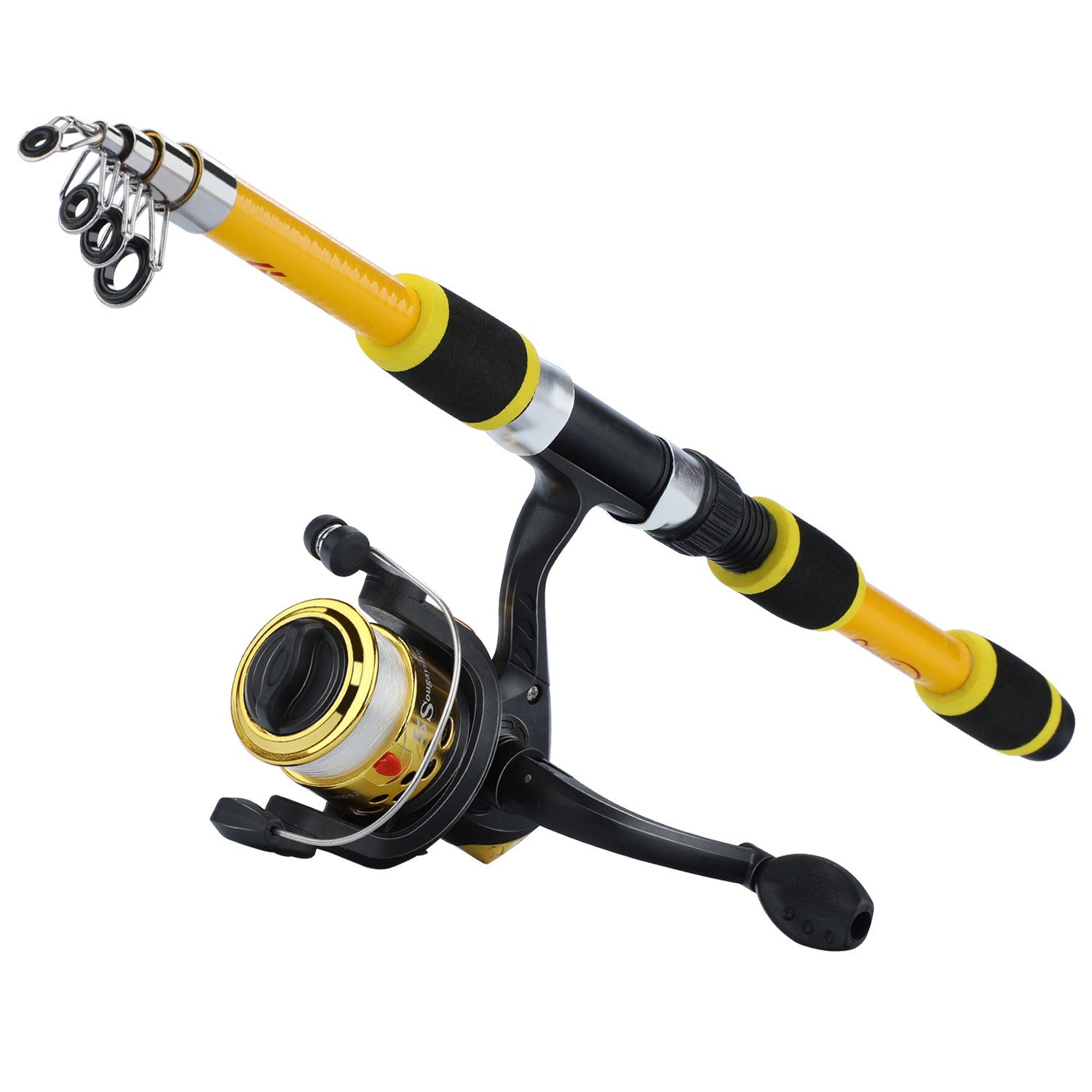 Sougayilang caña de pescar giratoria y carrete Combo1.8M caña telescópica con 5,2: 1 3BB carrete de pesca arrastre máximo 5kg Kit de pesca completo