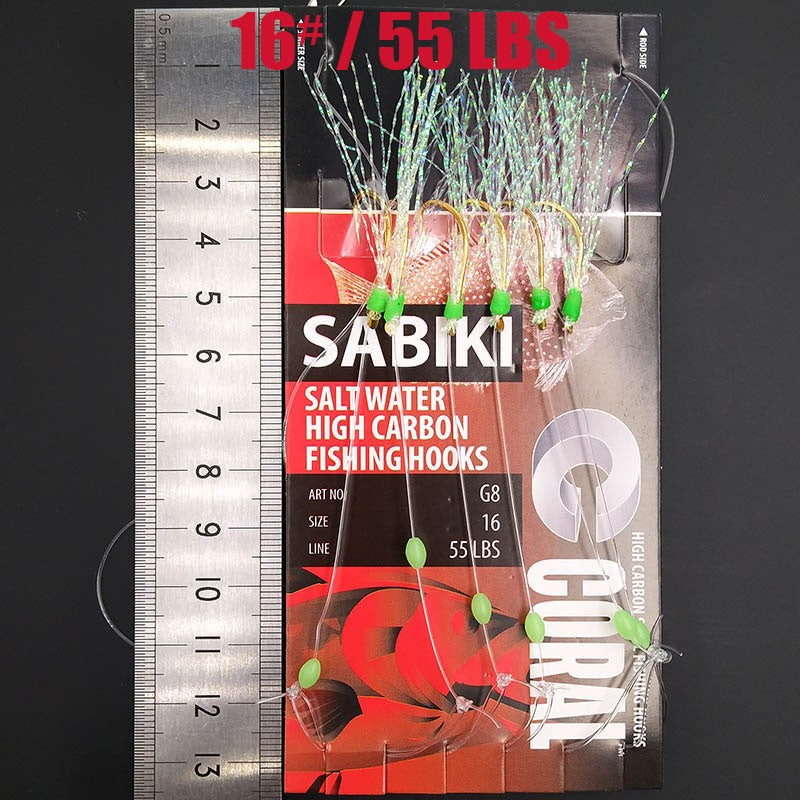 Lunker Sabiki-señuelo intermitente, anzuelo de aparejo, cebo suave, lombriz luminosa, caballa oscura, pesca, pargo, muleta de cabeza plana, tiburón